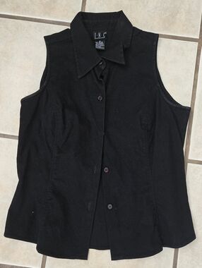 INC International Concepts Black Stretch Vest Size 8